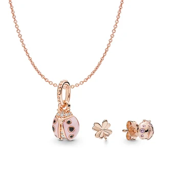 

KAKANY New ROSE LUCKY PINK LADY BIRD NECKLACE AND EARRING SET Original High Quality 1:1 Fashion high quality Jewelry DIY