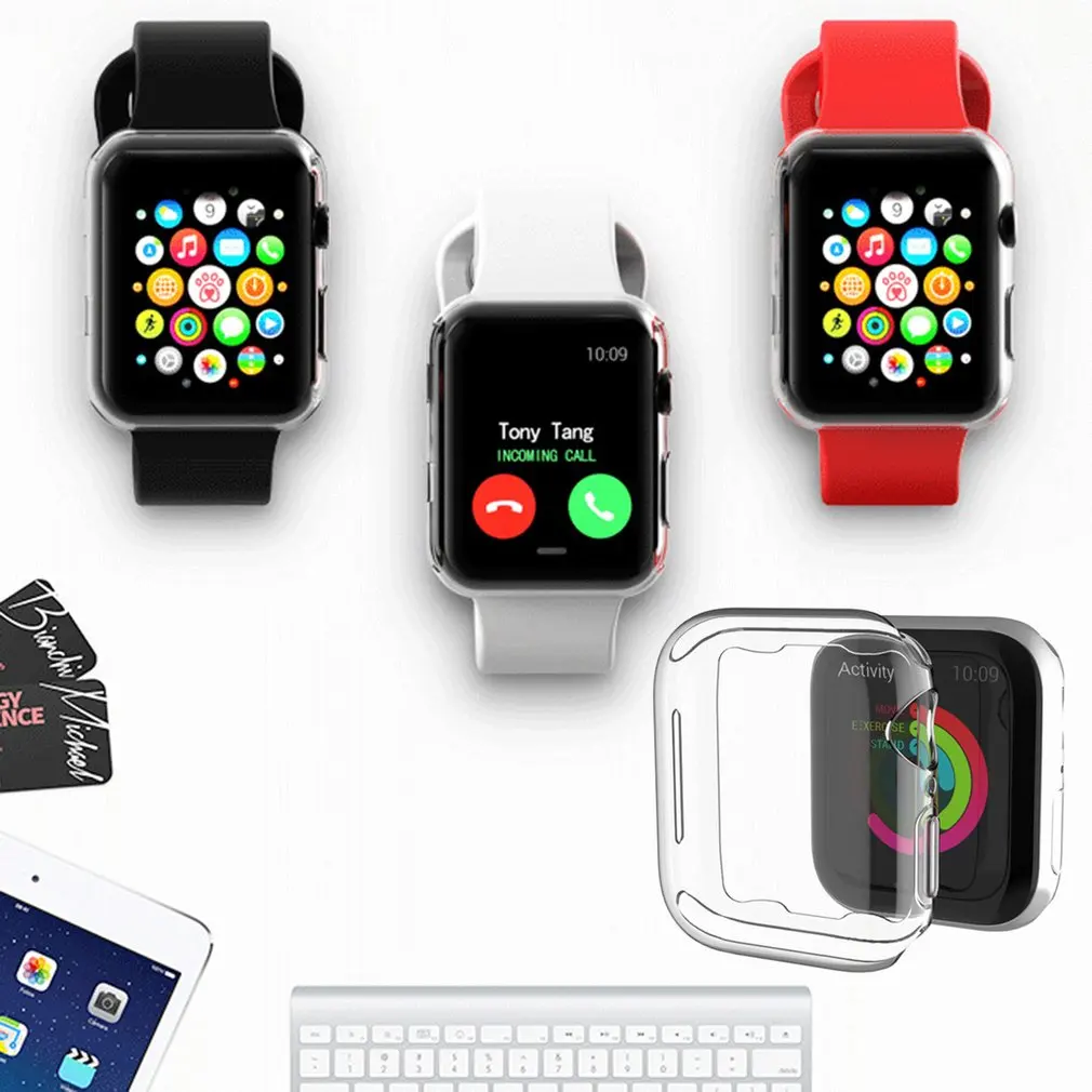 Чехол для часов Apple Watch series 5 4 3 2 1 ремешок чехол 42 мм 38 м 40 44 тонкий ТПУ защита