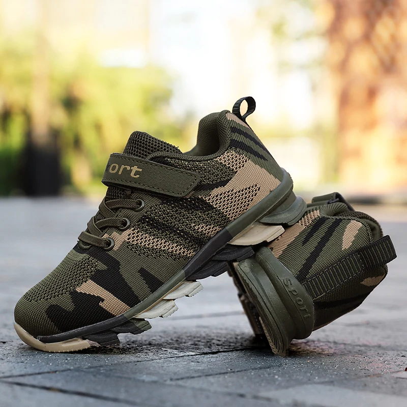 

Four Season Camouflage Boys Girls Children Sneakers Toddler Youth Blade Sole Outdoor Military Boots Mesh Light Kids Hiking Shoes