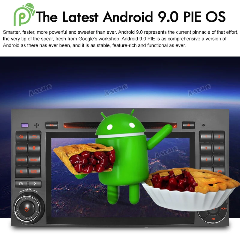 Sale A-Sure 2 Din 8 Core 4G Android 9.0 Auto Radio GPS DVD Player Navigation For Mercedes-Benz A/B Sprinter Vito Viano VW Crafte 8