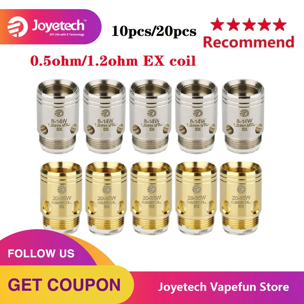 Original 10pcs /20pcs Joyetech EX Coil Head 1.2ohm/0.5ohm for Exceed Series Atomizers Spare Part Tank E-cig | Электроника