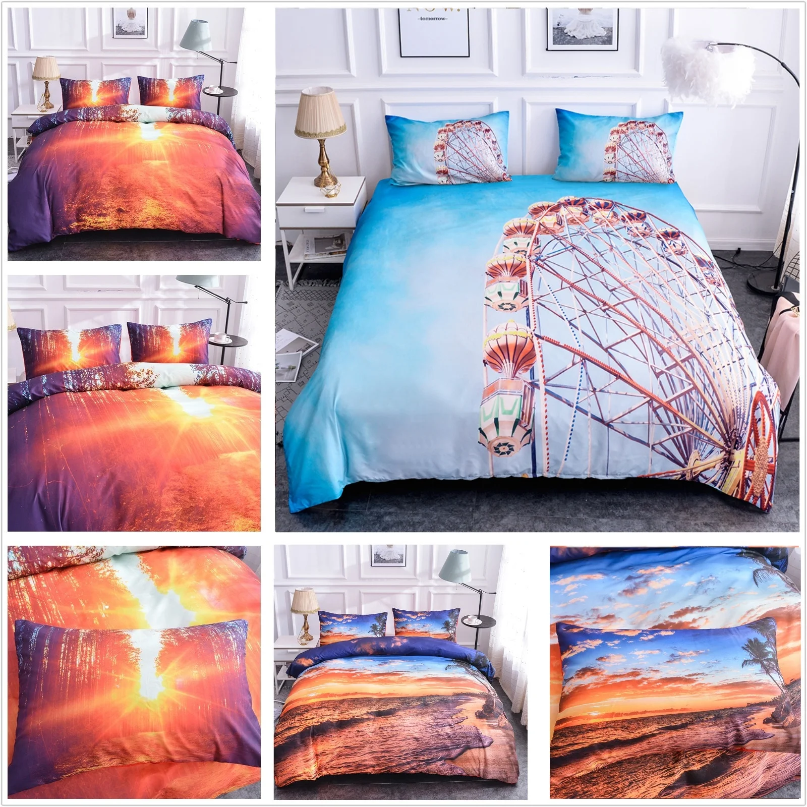 

3D Bedding Scenery Print Bedding Set Bed Comforter Cover Sets Queen Size Duvet Cover Set Quilt Cover Set King Size