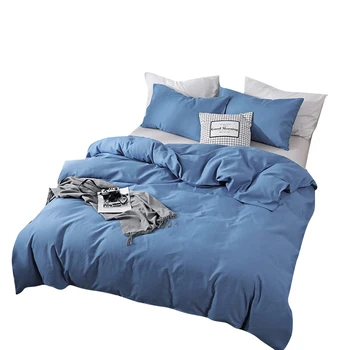 

New Product Solid Color 3 Pcs Bedding Set Microfiber Bedclothes Blue Gray Bed Linens Duvet Cover Set Bed Sheet