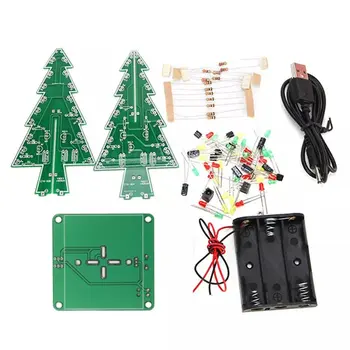 

7 Color Flash Christmas Tree Parts Kit Diy LED 3D Christmas Tree Circuit Board Module With Led Lights Self-locking Switch