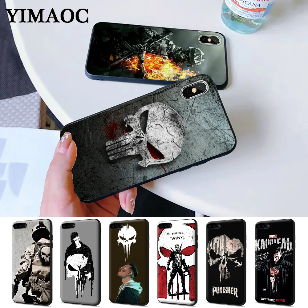 

The Punisher Frank Castle Bling Popular Silicone Case for iPhone 5 5S 6 6S Plus 7 8 X XS Max XR