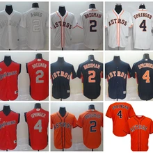 Хьюстон все сшитые мужские игрок Джордж Спрингер 4 Alex Bregman 2 трикотажные изделия A-Breg