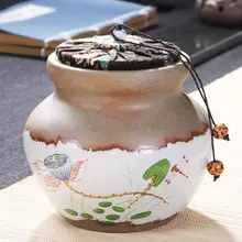 Ретро стиль керамическая чайная канистра ручной работы Грубая Керамическая пиала Caddy бытовой герметичный резервуар для хранения чайной коробки