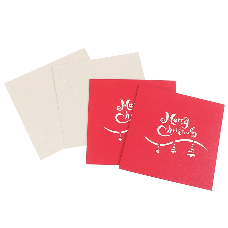 Christmas Tree Winter Gift Pop UP Cards Christmas Decoration Stickers Laser Cut New Year Greeting Cards Merry Christmas Cards