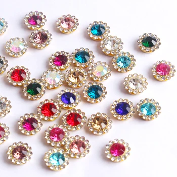 

50pcs Claw Cup Rhinestones Strass 12mm mix Color Crystals Glass Stones Trim Gold Base with Setting Sew on Rhinestones for Clothe
