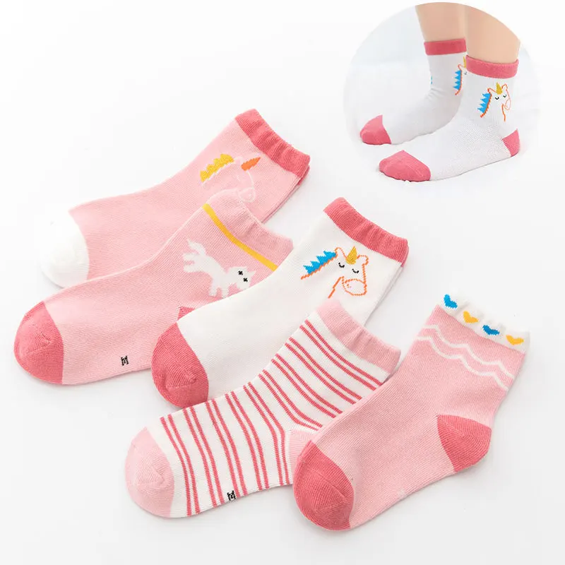 5 Pairs Of Children's Cotton Socks Cute Animal Series Children's Socks Cotton Autumn And Winter Socks Men And Women Baby Socks