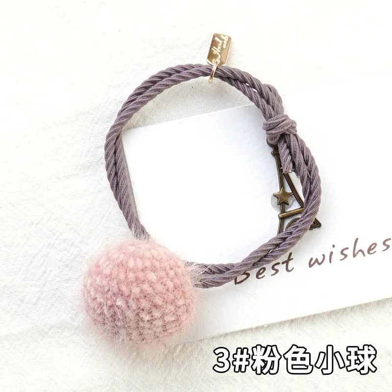 Pink Модные детские плюшевые шарики для волос, BB, резинка для девочек, детские резинки для волос, конский хвост, зажим для волос аксессуары - Цвет: Pink