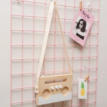

Wooden Radio Toy Lovely Kids Nordic Tape Recorder Figurines Crafts Child Room Hanging Decor Christmas Birthday Gifts