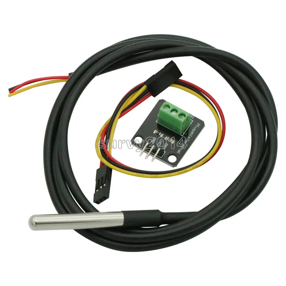 1M DS18B20 Adapter DS18B20 Температурный датчик модуль комплект водонепроницаемый 100 см цифровой датчик кабель из нержавеющей стали зонд терминал адаптер для Arduino - Цвет: 1M DS18B20 Adapter