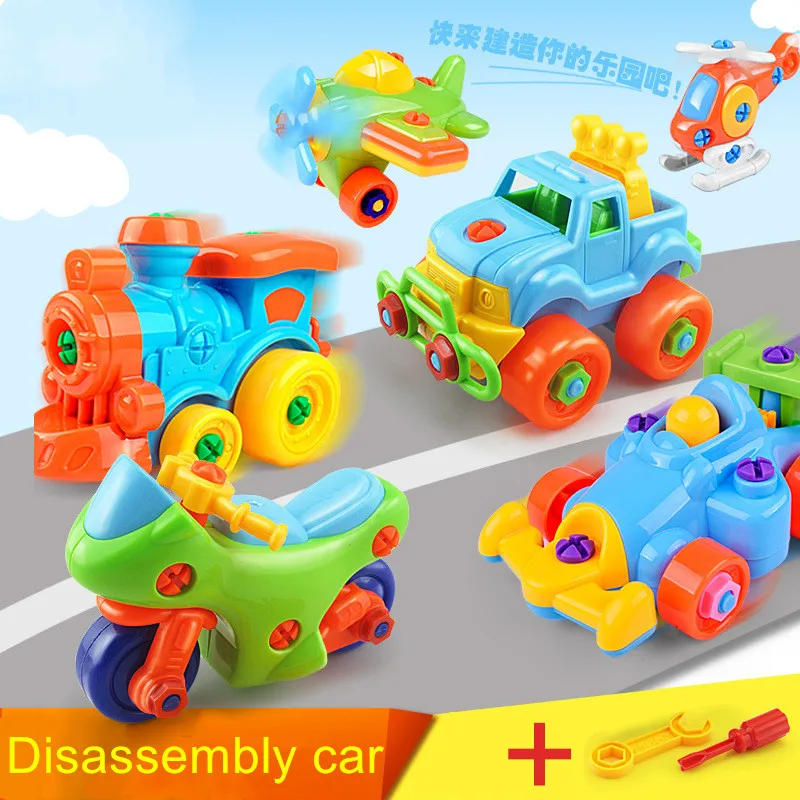 Early Learning Education Toys For Children Disassembly Car Cartoon Animal Assembled Blocks Sets Screwdriver Hex Nut Building Toy | Игрушки и
