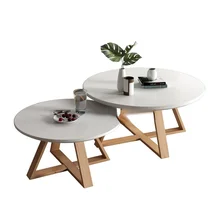 Table de centre de combinaison pour salon, table de centre de montage simple, table ronde en bois massif