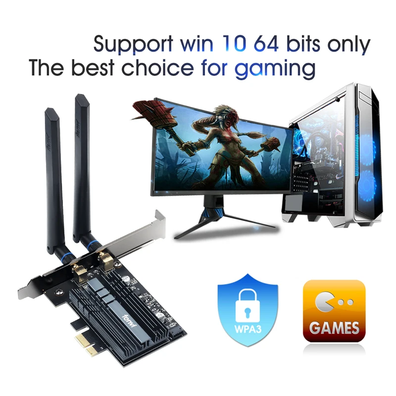 WiFi 6E AX210 PCIE WiFi Adapter 5374Mbps 802.11AX Bluetooth 5.3 Tri-Band 2.4G/5G/6Ghz Wireless Card PC Win10/11 FENVI wifi adapter