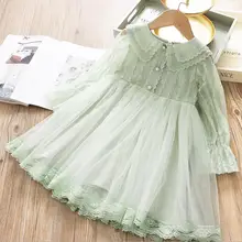 12, 17, Красивая весенняя одежда для девочек, г. Кружевное платье принцессы платье с длинными рукавами для маленьких девочек от 100 до 140 см