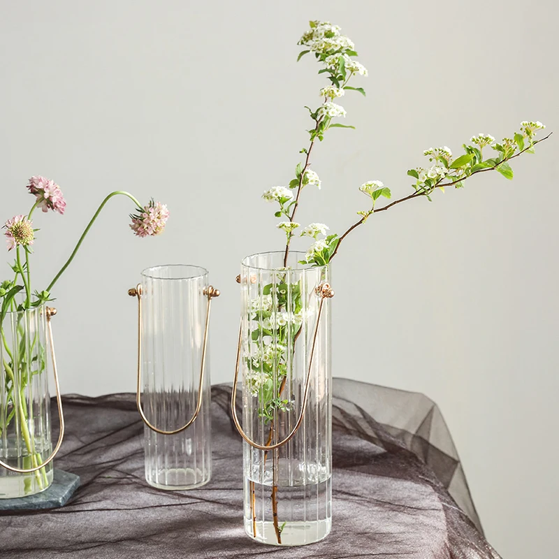 Large Glass Vases Plant Bottle Tabletop Chinese Vase Flower Crystal Nordic Decoration Living Room Flower Modern Home Decorative