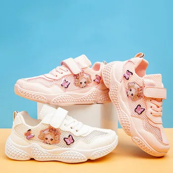

Girls Sport Shoes Breathable Mesh Children Fashion Sneakers with Lovely Pattern Kids Beauty Nice White Leisure Footwear
