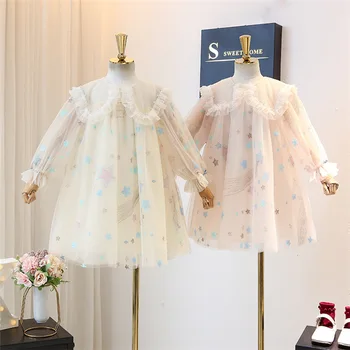 

5395 Star Sequins Tutu Princess Baby Girls Dresses 2020 New Spring Party Wedding Easter Day Kid Dress For Girl Wholesale Clothes