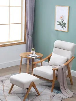 

Solid Wood Net Red Sofa Chair Single Seat Sofa Chair Nordic Small Family Living Room Fabric Modern Simple Leisure Chair