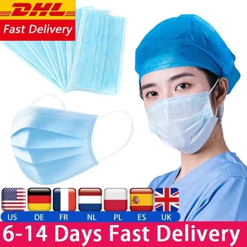

Disposable Face Masks Mouth anti Non-Woven Unisex Mouth 3-Ply 10/20/50 PCS Elastic Soft Flu Hygiene Face Protective Baby Adult