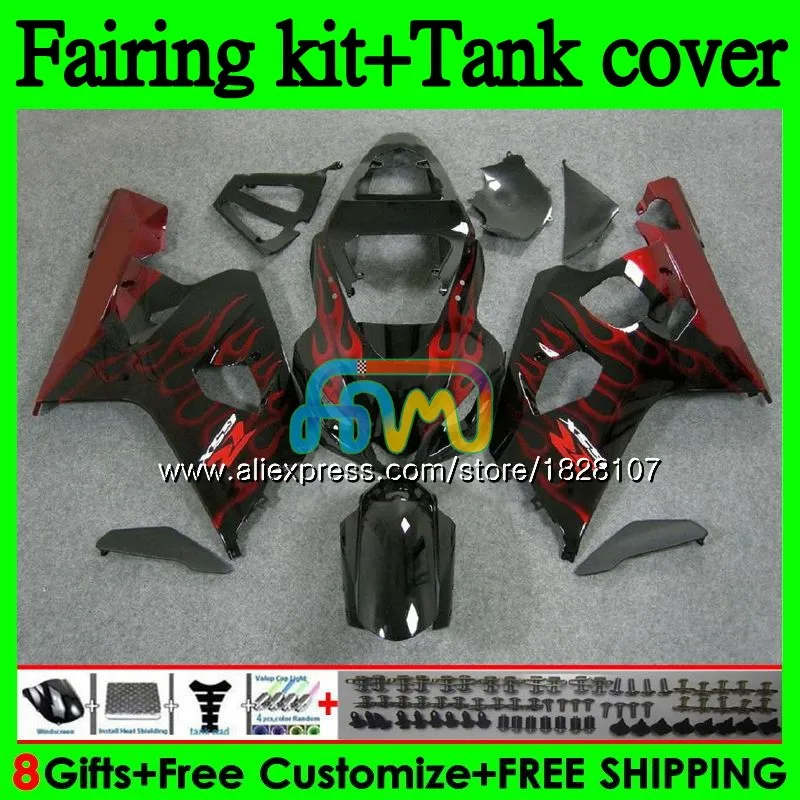 K4 Красный Пламя+ бак для SUZUKI GSX-R600 GSXR 750 600 R600 GSXR-750 94BS. 18 GSXR750 600CC 750CC GSXR600 04 05 2004 2005 обтекатель