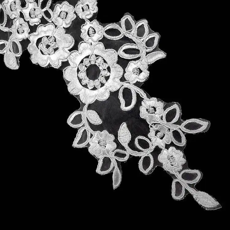2 шт. Нежный белый органза 3D Цветы Кружева вышитые аппликации накладки свадебное Гипюровое платье Кружевной декор швейный материал