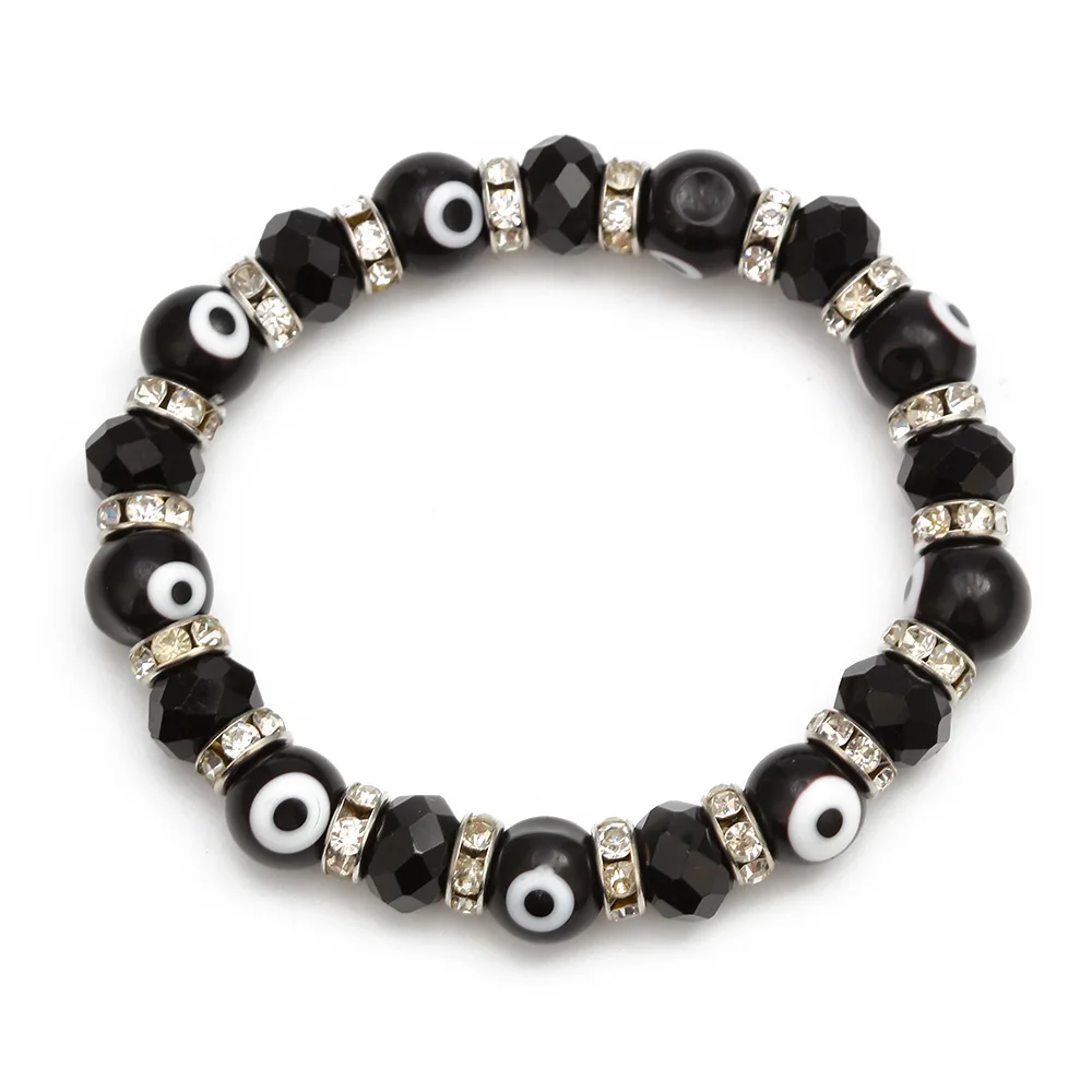 Lucky Eye glasses Beads синий браслет evil Eye черный красный зеленый Strand браслет регулируемые ювелирные изделия для женщин и мужчин EY6482 - Окраска металла: Black