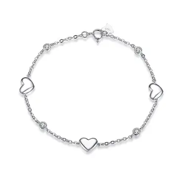 

ORSA JEWELS 925 Sterling Silver Bracelet for Women with 3 Pieces Genuine 925 Silver Heart Charm Bracelets Party Jewelry SB02