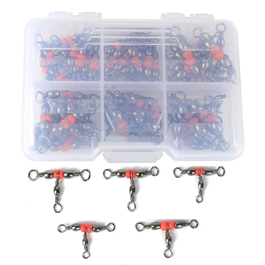 

Red Beads Design Durable Use Outdoor Bifurcation Double Hooks Contactor Fishing Line Device Space Fork Rotary Tie Tool