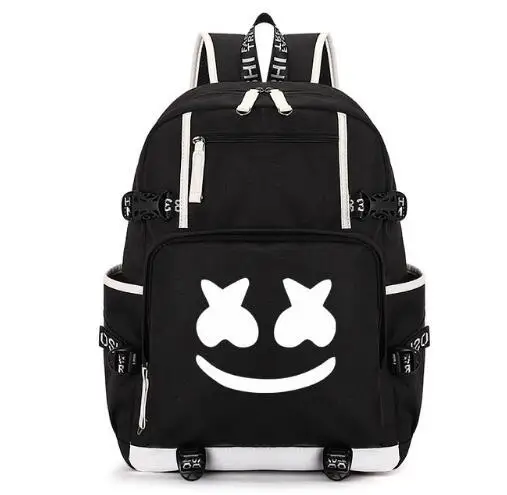 Marshmello DJ Monsta USB порт рюкзак сумка Улыбка повседневная мужская и женская школьная Студенческая книга сумки рюкзак для ноутбука мальчик девочки подарок путешествия