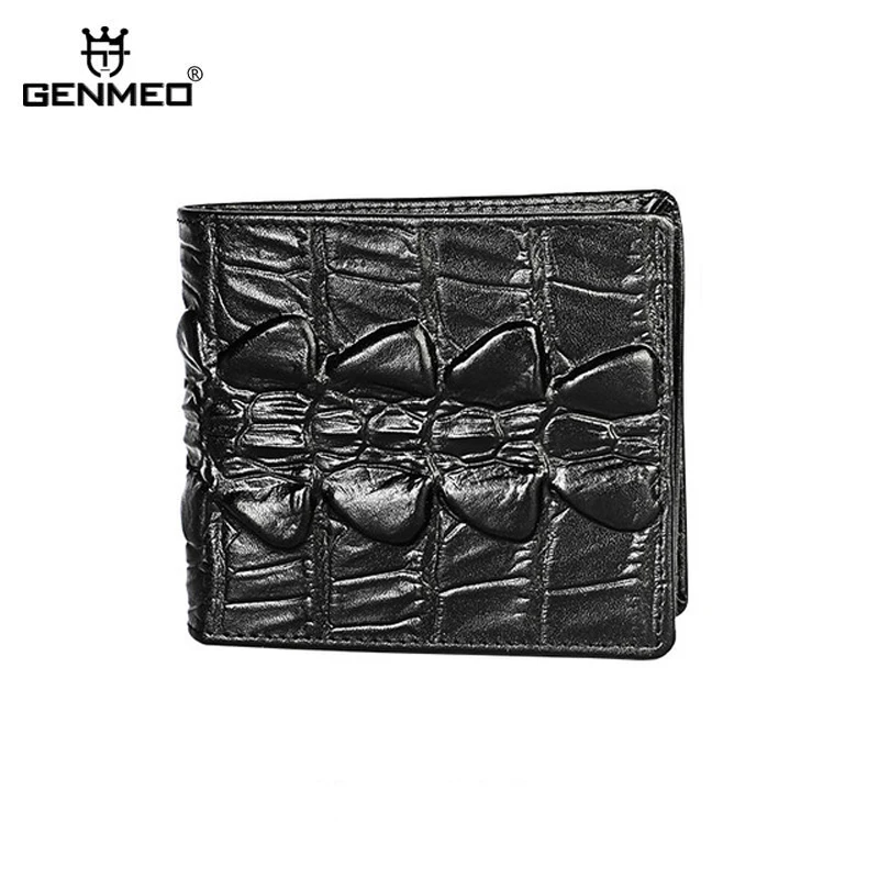 

New 3D Embossing Genuine Leather Wallet Men Cow Leather Purse Card Holders Male Clutch Dollars Bag Retro Cowhide Wallets Bolsa