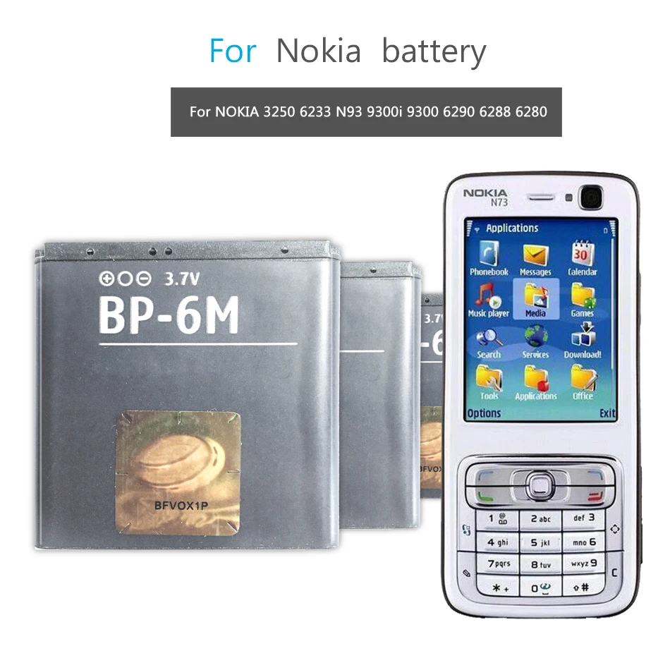 BP-6M мобильного телефона Батарея для NOKIA N93 N73 9300 6233 6280 6282 3250 6151 6234 6288 9300i N77 6151 6290 N93S