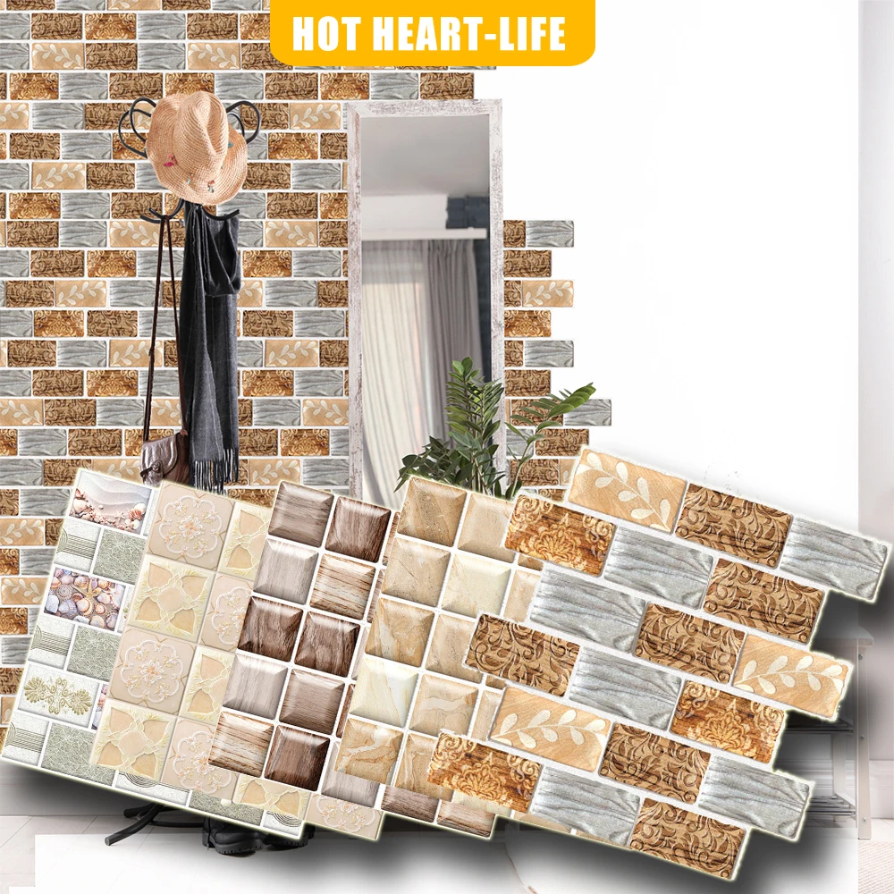 10pcs 3D Imitation Brick Wall Stickers DIY Removable Self-adhesive Waterproof Wallpaper Living Room Kitchen Decor Hot Art Decals | Дом и сад