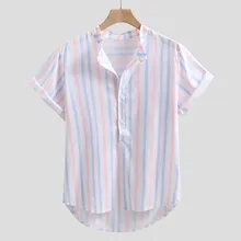 Белая мужская футболка в полоску с принтом рубашки Chemise Homme мужские s мужские рубашки хлопок полиэстер короткий рукав Блузка Хлопок Уличная