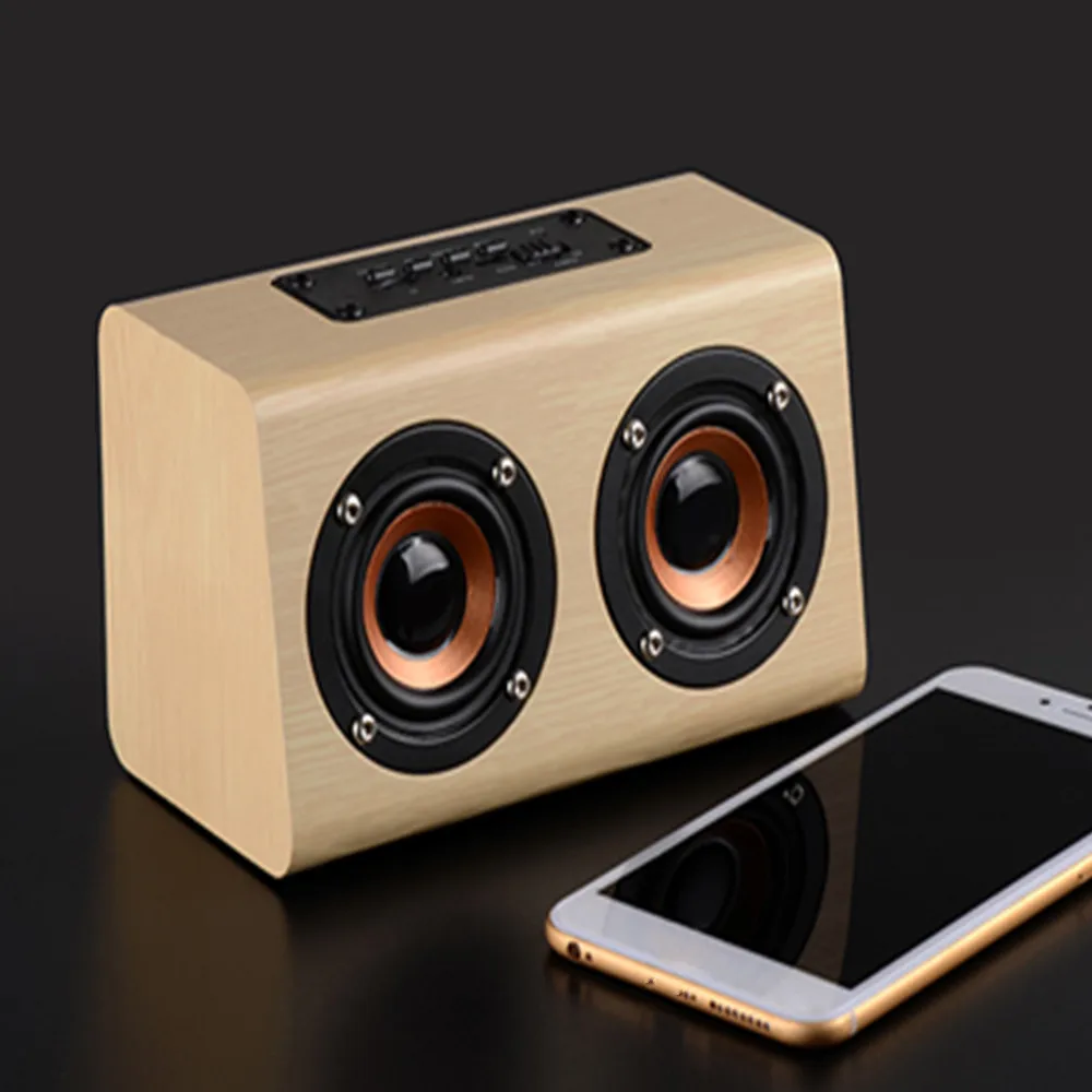 Деревянный Bluetooth динамик ретро дерево HIFI 3D двойной громкий динамик s Bluetooth беспроводной динамик Встроенный литиевый аккумулятор