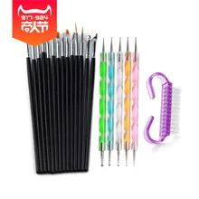 15 краска для ногтей набор кистей для акриловый Фрезер для ногтей cо шлифовальными кисть для маникюра гель комплект, кисть для ногтей Дизайн Кисти