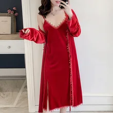 Сексуальная пижама из 2 предметов, Женская велюровая Домашняя одежда, пеньюар, кимоно, халат, одежда для сна, Повседневная Ночная рубашка и халат, костюм, домашняя одежда