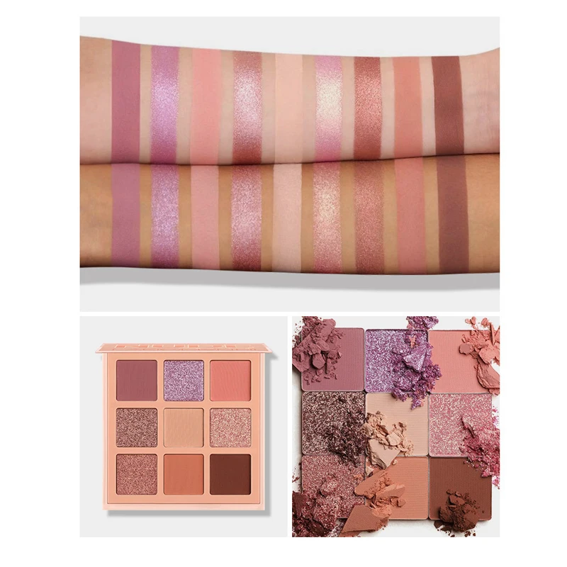 Набор теней для век телесного цвета 9 цветов матовые блестящие тени палитра