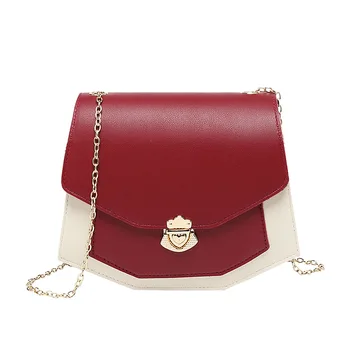 

Women Contrasting Color Chain Square Sling Bag New Bag Cover Lock One-Shoulder Phone Bag luxury handbags women bags designer