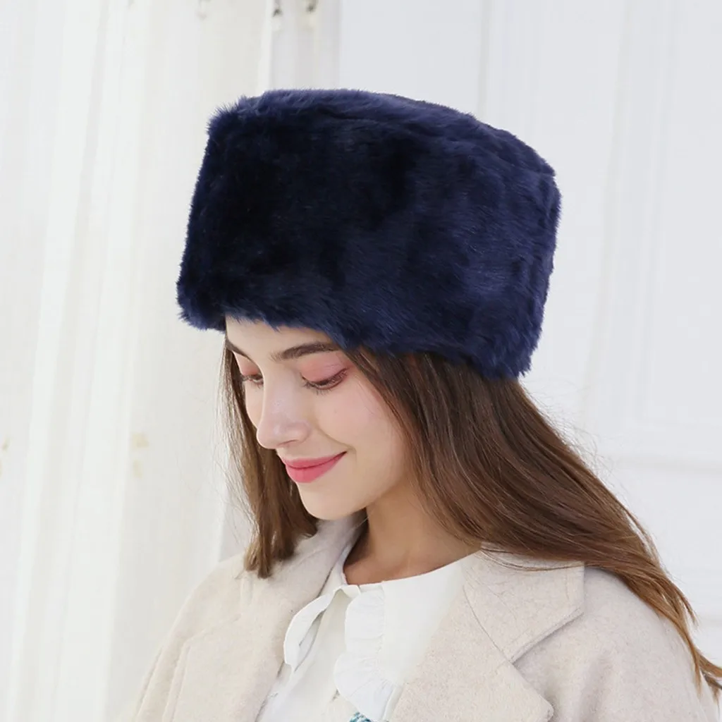 Женская шапка новая модная зимняя однотонная плотная теплая однотонная шерстяная шапка