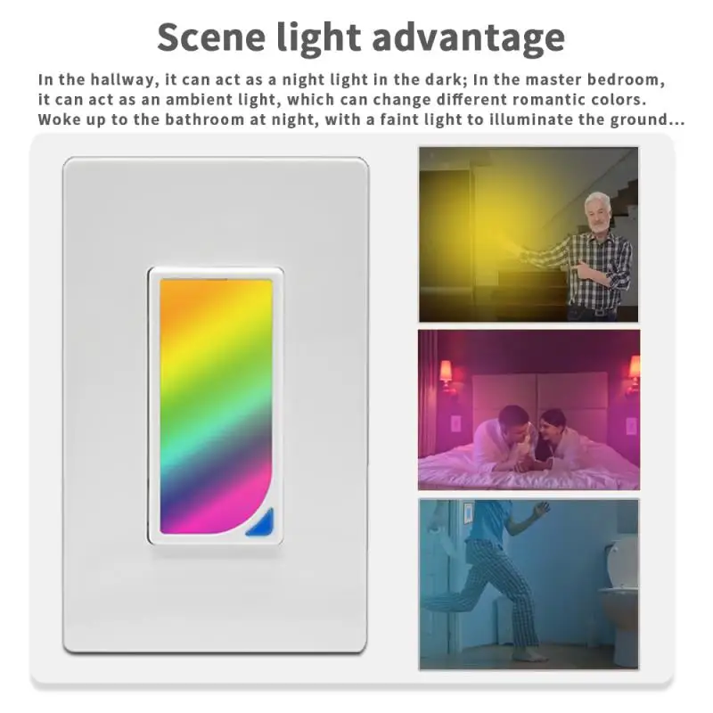 Wifi Smart Switch Home Light Dimmer Switch LED RGB Scene 1200 Colors Light Switch Compatible with Smart Life Tuya Google Alexa