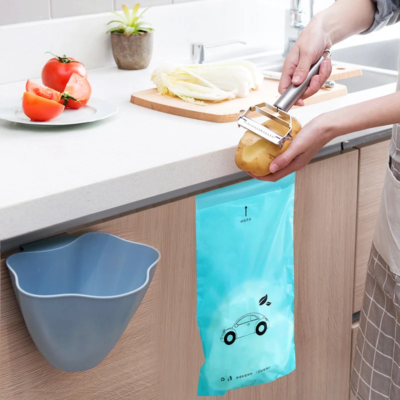 

5pc Self-Adhesive Trash Bags Car Trash Can Garbage Rubbish Bag Car Biodegradable Kitchen Cabinet Hanging Trash bag reusable bag