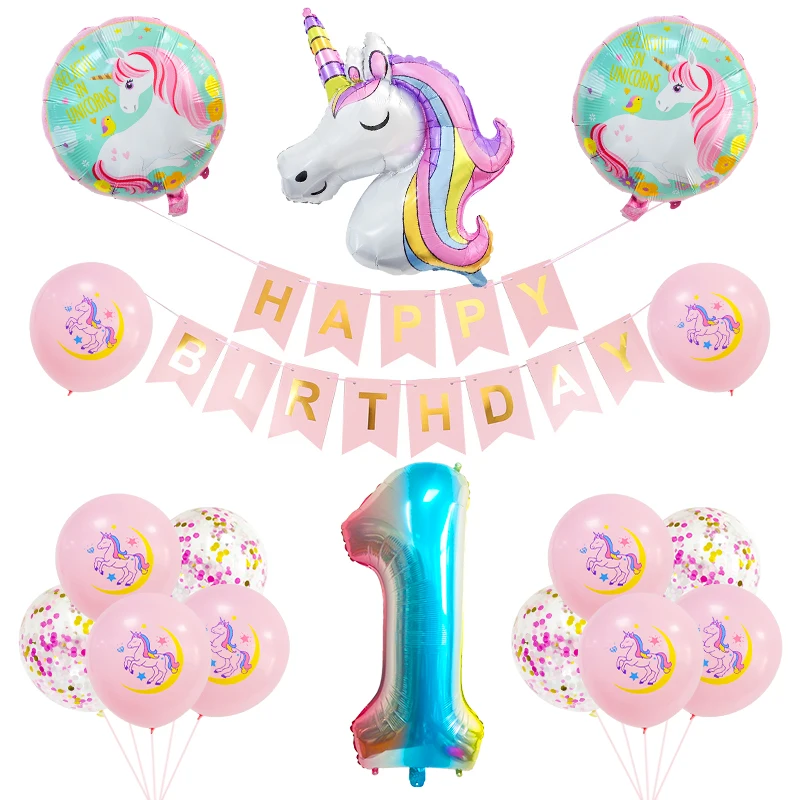 Rainbow Unicorn Party Balloon Birthday Decoration Number Children's Baby Shower Ball | Дом и сад