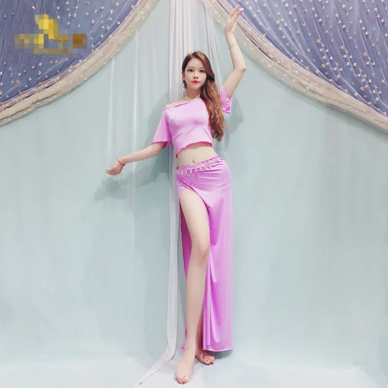 2 pieces top skirt Танец живота Восточный живот baladi индийские восточные дезерты волосы качели костюмы для танца живота браллет и юбка на поясе платье халат набор одежды - Color: 2 pieces top skirt