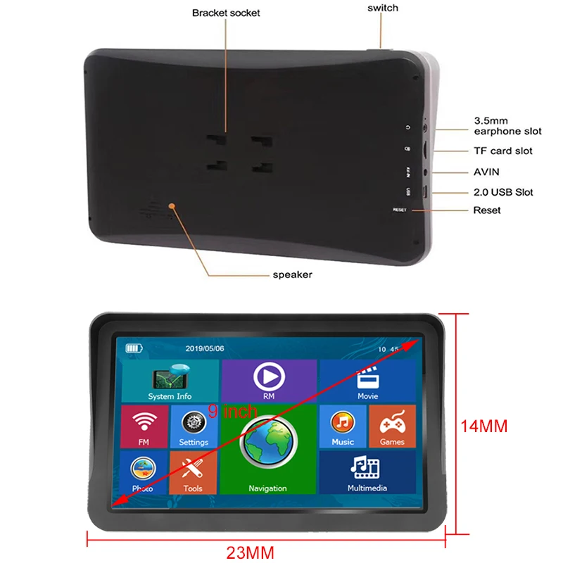 Автомобильный навигатор GPS 9 дюймов HD LCD емкостный экран 256 Мб Navitel спутниковая
