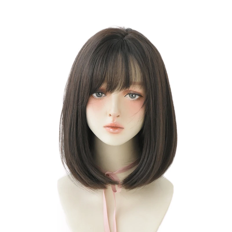 Meetlifeショートストレートヘアロリータかつら前髪合成女性の女の子のためコスプレアクセサリー耐熱ウィッグxms Aliexpress