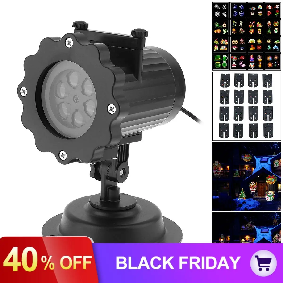 

Waterproof Outdoor Snow Projection Laser Light with 16 Card for Halloween / Christmas /Holiday Decoration