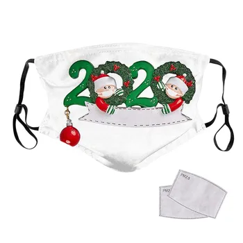 

1PC 2020 Christmas Mask Adult Printed With 2 Filters And Adjustable Ear Straps Face Mask Reusable Pollution Cover mascarilla